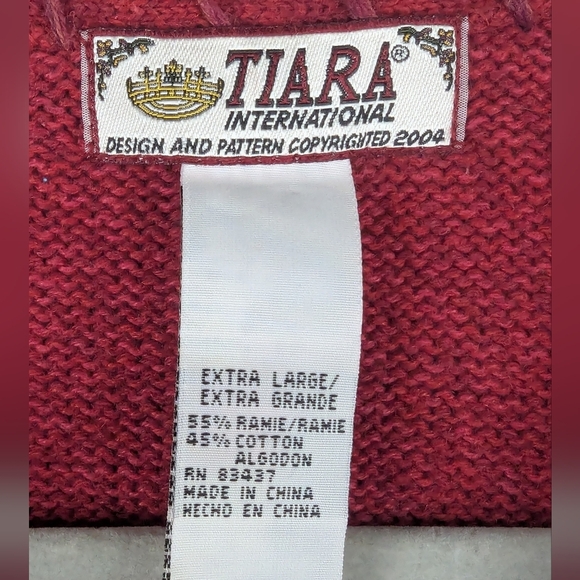 Tiara International XL Zippered Cardigan Red Nordic - Picture 5 of 9